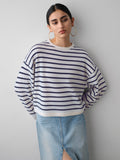 Cashmere Drop Shoulder Striped Sweater