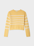 Cashmere Striped Roll Trim Crewneck