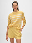 Cashmere Striped Roll Trim Crewneck