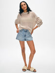 Cashmere Marled Mesh Crewneck