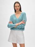 Cotton Linen Tipped V Neck