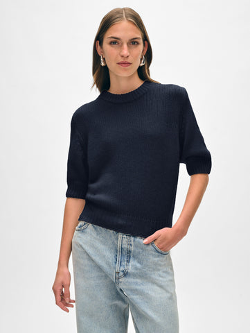 Cashmere Puff Sleeve Crewneck