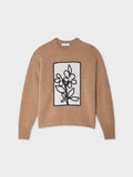 Cashmere Floral Appliqué Crewneck