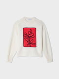 Cashmere Floral Appliqué Crewneck