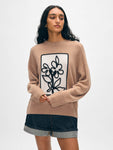 Cashmere Floral Appliqué Crewneck