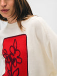 Cashmere Floral Appliqué Crewneck