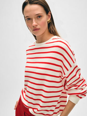 Cotton Linen Drop Shoulder Sweater