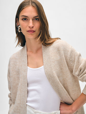 Cashmere Marled Open Cardigan