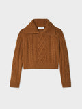 Cashmere Luxe Cable Collar Crewneck