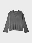 Cashmere Side Slit V Neck