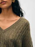 Cashmere Cable Knit V Neck