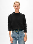 Cashmere Wide Rib Trim Crewneck