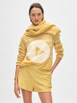 Cashmere Striped Roll Trim Crewneck