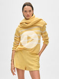 Cashmere Striped Roll Trim Crewneck