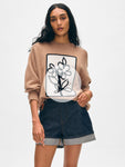 Cashmere Floral Appliqué Crewneck