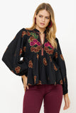 Mandarin Balloon Top- Almay Black