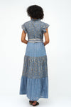 Ruffle Collar Button Maxi- Aspen Periwinkle