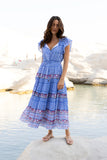 Cinched Flirty Midi- Campania Blue