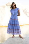 Cinched Flirty Midi- Campania Blue