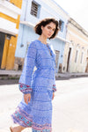 Long Sleeve Midi- Campania Blue