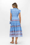 Cinched Flirty Midi- Campania Blue