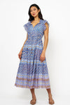 Cinched Flirty Midi- Clover Blue