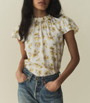 YVIE TOP -- GOLD FROLICKING FLORAL