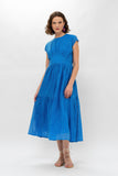 Cap Sleeve Midi- Delray Blue