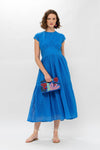 Cap Sleeve Midi- Delray Blue