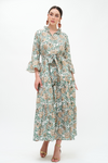 Ruffle Collar Bell Maxi- Hedera Green