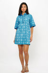 Collared Shirt Dress Mini- Matrix Blue