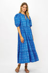 Puff Sleeve Maxi- Matrix Blue