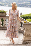 Puff Sleeve Maxi- Montenegro Coral