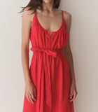 NEVITA LINEN DRESS -- SCARLET