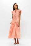 Cinched Flirty Midi- Playa Coral