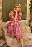 Puff Sleeve Maxi- Presidio Magenta