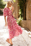 Puff Sleeve Maxi- Presidio Magenta