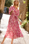 Puff Sleeve Maxi- Presidio Magenta