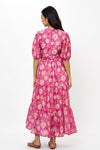 Puff Sleeve Maxi- Presidio Magenta