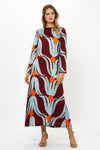 Long Sleeve Shift Maxi- Tulip Orange