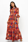 High Neck Bell Maxi- Turin Red