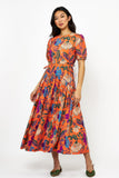 Cinched Waist Puff Maxi- Turin Red