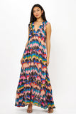 Ruffle V-Neck Maxi- Venice Blue