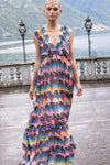 Ruffle V-Neck Maxi- Venice Blue